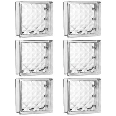 Imagem de Kit 6 Tijolos Bloco De Vidro Xadrez 19x19x8 Tradestar