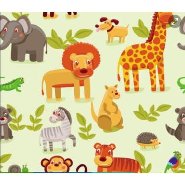 Imagem de Papel de Parede Adesivo Contact Infantil Bebe Zoo Bichos Floresta JAM6