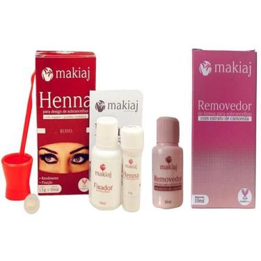 Imagem de Kit Sobrancelha Makiaj Henna E Removedor Extrato Camomila Profissional