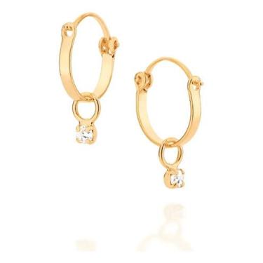 Imagem de Brinco Argola Infantil Com Cristais Rommanel 522959, Branco, unico