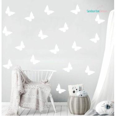 Imagem de adesivo de parede borboletas decoração clean quarto sala  - Senhorita 