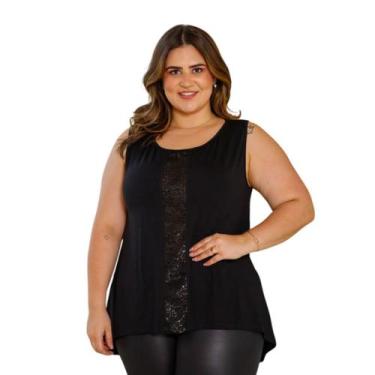 Imagem de Blusa Feminina Regata Plus Size Com Detalhe Em Paetê  - Rosana Farcait