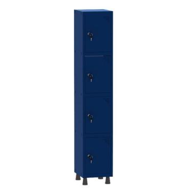 Imagem de Armário Guarda Volume Locker Roupeiro 1 Vão 4 Portas Aço GRF501/4 Azul