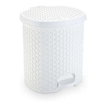 Imagem de Lixeira Cesto 6L Rattan Com Pedal Perfeita P/ Escritório Cozinha Quart