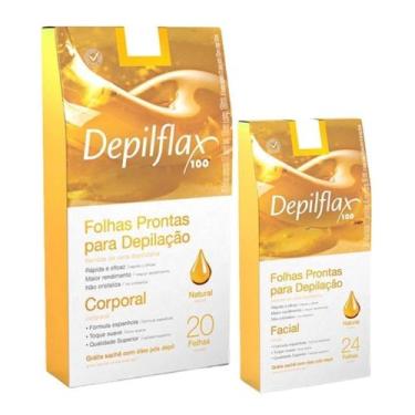 Imagem de Kit 20 Folhas de Cera Depilatória Corporal e 24 Folhas Facial Natural 