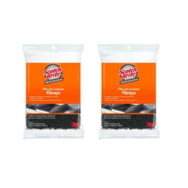 Imagem de Kit 2 Pacotes de Fibra de Limpeza Fibraço Scotch Brite com 5 unidades 