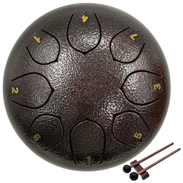 Imagem de Musiin Bateria etérea de 15 cm, 8 notas, instrumento de percussão de tambor de mão para iniciantes, adequado para meditação, ioga, educação musical, o melhor presente para família/amigos (bronze)