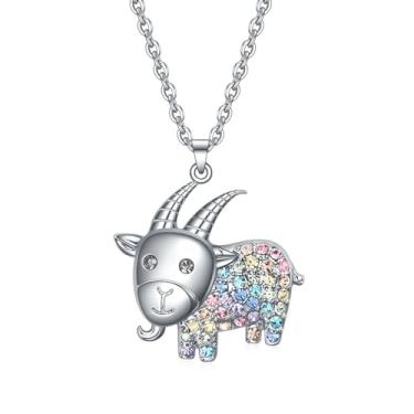 Imagem de Colar cavalo/gato/axolote/unicórnio/guaxinim/canguru/t-rex/elefante/chihuahua/golden retriever/coala/cabra/vaca, presentes para meninas e mulheres, lindo colar de cristal colorido grande animal