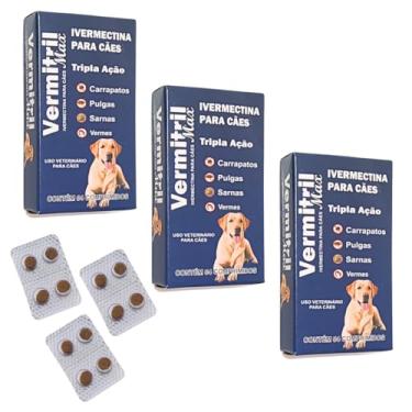 Imagem de Vermitril Max Anti Carrapatos, Sarnas, Vermes e Pulgas - 12 Comprimidos Mastigável - Cães de 30 a 60kg
