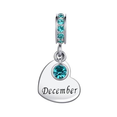 Imagem de MiiFort Pingente de coração de zircônia cúbica de 12 meses compatível com pulseiras Pandora Charms, One Size, Cobre, Sem Pedra Preciosa