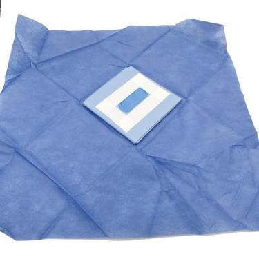 Imagem de Adesivo veterinário descartável estéril fenestrado cirúrgico esterilizado/cirurgia neutra use 61 cm x 61 cm Tamanho da fenestração: 6 cm x 2,5 cm (10)