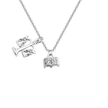 Imagem de BAUNA Colar com pingente de balanças da justiça, colar de advogado, presente de graduação da faculdade de direito para presente de advogado, Aço inoxidável