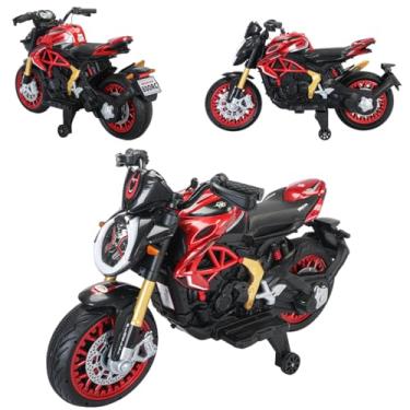Imagem de Mini Moto Elétrica Infantil Racer 12V Até 30Kg Bateria Recarregável Motinha Brinquedo Seguro Divertido e Potente para Crianças Som Luz MP3 3 anos+ (Vermelho)