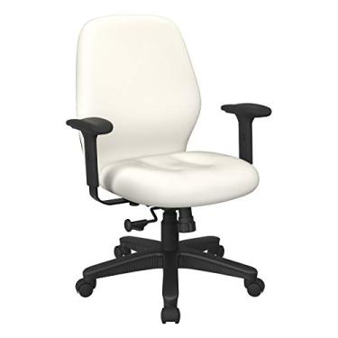 Imagem de Office Star Cadeira de mesa ergonômica para escritório com costas com controle de inclinação sincronizada 2 a 1 e braços acolchoados macios ajustáveis, tecido Dillon Snow
