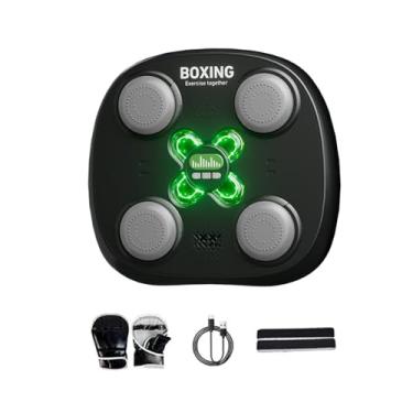 Imagem de menolana Máquina de boxe musical, almofada de perfuração, alvo de reação, montagem na parede, iluminado, treinador de perfuração inteligente, alvo de boxe para, Preto