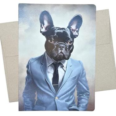 Imagem de Cartão Frenchie in Suit Card, French Bulldog Birthday Card (1 cartão premium, 12 x 17 cm) cartão de cachorro francês em branco para todas as ocasiões, como noivado, casamento, aniversário ou pensando