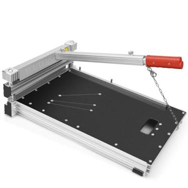 Imagem de ECUTERS Cortador de piso laminado de 33 cm com rodas, cortador de prancha de vinil resistente, corte de comprimento de ângulo ajustável, ferramentas de piso de espessura de 16 mm, parquet de madeira