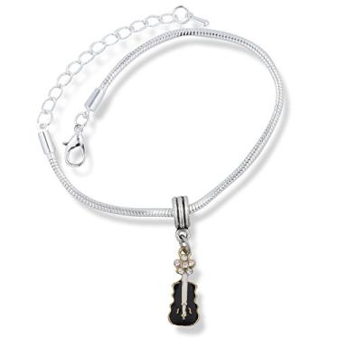 Imagem de Cello Jewelry | Pulseira com pingente de corrente de cobra de aço inoxidável instrumento musical de violoncelo