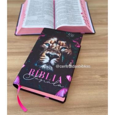 Imagem de Biblia Leão Dalila Letras Grandes Evangélica Com Harpa E Corinhos Indi