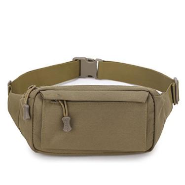 Imagem de SUNELFFY Pochete tática pequena bolsa de cintura militar cinto para dinheiro bolsa de nylon para uso diário, viagens, caminhadas, escalada, corrida, Marrom, Small, Fecho de zíper