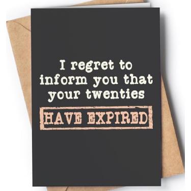 Imagem de Cartão engraçado de aniversário de 30 anos para homens ou mulheres com envelope | Cartão de piada para alguém que está completando 30 anos | Ideia de presente original e única para filho, filha | Seus vinte expiraram