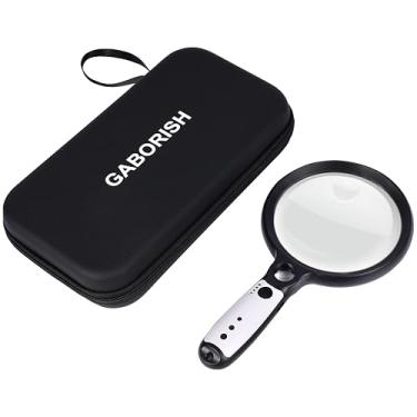 Imagem de GABORISH Grande Lupa Com 37 Luzes Led E Estojo, Lupa Iluminada Portátil 10X 20X 45X Com 3 Modos De Luz Lupa Recarregável Para Leitura E Inspeção De Idosos (Preto E Branco)