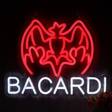 Imagem de AHlove Placa Comercial De Néon Bacardi Rum Para Decoração De Parede De Bar, Placa De Bar Aberta Decorativa Alimentada Por Usb Para Decoração De Festa De Loja De Bar Em Casa, Luzes De Néon Para Caver