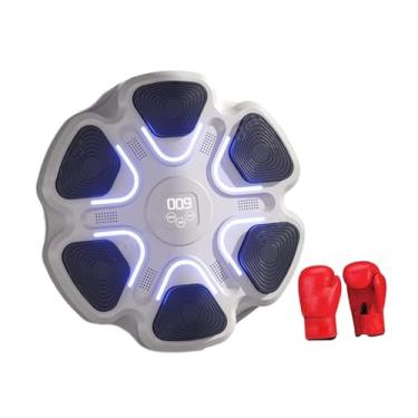 Imagem de YIJU Máquina de boxe de música, alvo de parede, almofada de perfuração, montagem de parede de boxe eletrônico Treinamento alvo de treinamento para fitness, com Luvas para Adultos