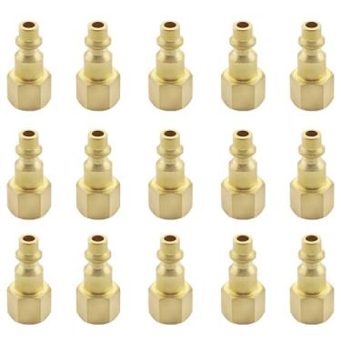 Imagem de Kit de acoplador de ar e plugue, 15 peças de latão 1/4 polegada NPT fêmea adaptador de conexão rápida de mangueira de ar industrial, acessórios de compressor de ar, 15 peças (15 peças de plugue FNPT