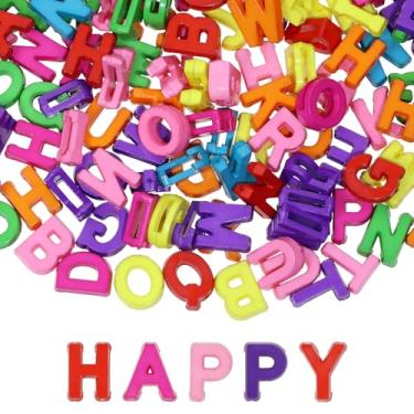 Imagem de Tupalizy 9 x 12 mm Contas de letra do alfabeto colorido A-Z pingente deslizante para pulseiras, joias, colares, chaveiros, óculos de sol, cadarços de sapatos, pulseiras artesanais, letras e cores