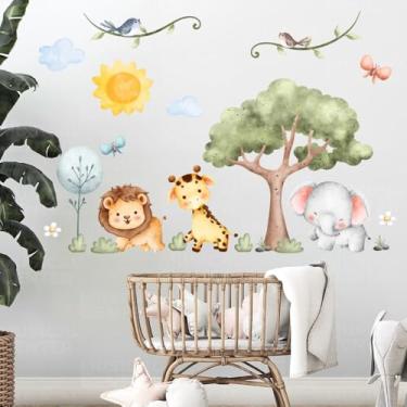 Imagem de Papel de Parede Adesivo Safari Infantil Quarto Bebê Kids Animais da Selva Fácil Aplicação Removível