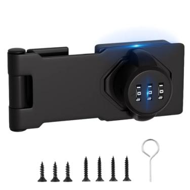 Imagem de Fechadura de armário sem chave com senha de 3 dígitos com combinação de fechadura deslizante para armário, trava de despensa, fechadura de porta de armário para porta de celeiro duplo para garagem e