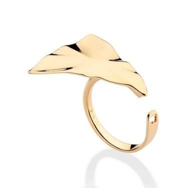 Imagem de Anel rommanel feminino banhado ouro 18k ajustável triangular com textu