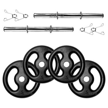 Imagem de Kit De Halter Com Barra 40cm + Anilhas De Ferro Fundido 20kg - SEPO