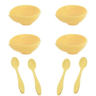 Imagem de Sobrem 4 Cremeiras 120Ml + 4 Colheres Amarelo Polipropileno