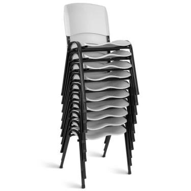 Imagem de Cadeira Plástica Fixa kit 10 a/e Branco Lara