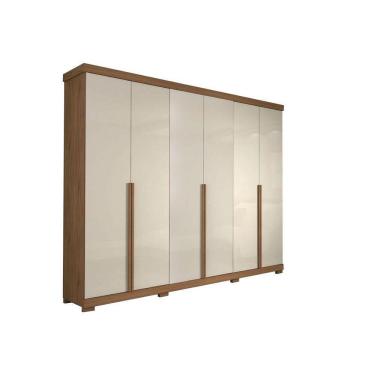 Imagem de Guarda Roupa 6 Portas E 6 Gavetas c- Pés Guarapari Avelã-Off White - Panan