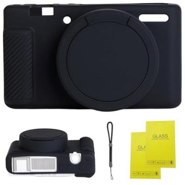 Imagem de Capa para câmera Sony ZV-1, ZV1, capa macia de borracha com capa de lente removível, capa macia antiarranhões com protetor de tela ZV1 e alça de pulso (preto)