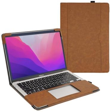 Imagem de TYTX Capa de couro compatível com MacBook Air de 13 polegadas, para modelo A2337 M1 A2179 A1932 2018-2021 Retina Display Touch ID, capa de laptop de couro PU com bolso para papéis e porta-canetas