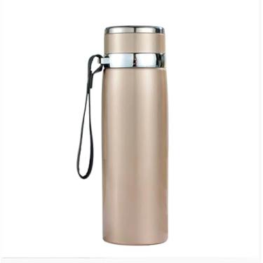 Imagem de Garrafinha Térmica Aço Inox 800ml Água Gelada Quente C/Vedação Academia Trilha (Bege)