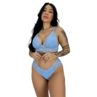 Imagem de Conjunto de Sutiã Sem Bojo e Calcinha Renda Transparente Sexy Lingerie