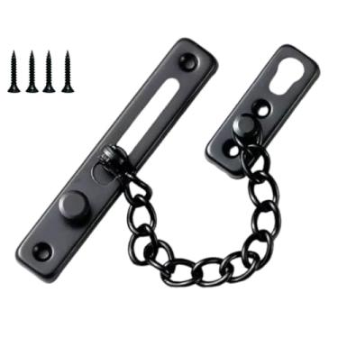 Imagem de Cadeado de porta de segurança resistente com mola de segurança Cadeado de aço inoxidável 304 – antifurto ajustável – ideal para apartamentos, casas, hotéis, segurança (preto)