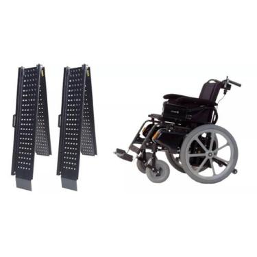 Imagem de 02 Rampas Aço Leve Cadeira Rodas Motorizada Ra 1500/165 Ac - Metal Rom