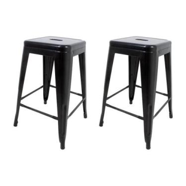 Imagem de Kit 2 Banquetas Tolix Médias sem Encosto Pretas - Cadeiras INC