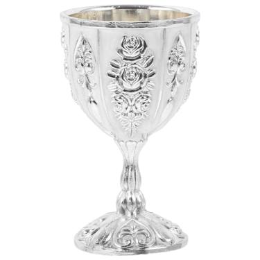 Imagem de Taças de cálice real vintage cálice taças de vinho real de metal em relevo copo de licor de vinho copo de shot copo de adoração de altar copo renascentista medieval presentes para comunhão prata