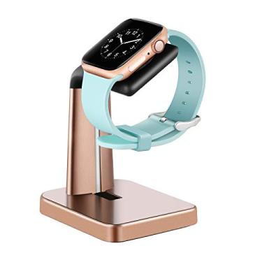 Imagem de WITHit Suporte para relógio inteligente compatível com Apple Watch, Gold – Docking station para todos os modelos/tamanhos/capas – Prática e conveniente estação de carregamento do relógio, protege contra derramamentos e arranhões