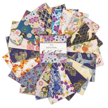 Imagem de Soimoi 40 peças de pacotes quadrados de tecido de algodão pacotes de berloques para acolchoamento, bolos gordos de quatro camadas, quadrados de colcha pré-cortados 12,7 x 12,7 cm, pacote de tecido DIY