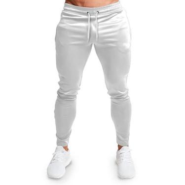 Imagem de Calça Moletom Slim Masculino Adulto Liso - Methodic, M, Branco