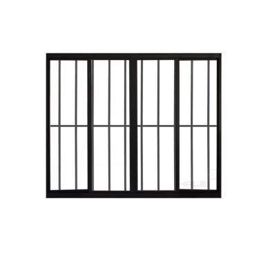 Imagem de Janela De Alumínio De Correr 100x100cm 4 Folhas Grade Preto