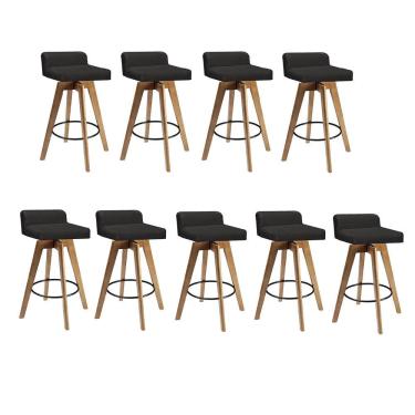 Imagem de Kit 09 Banqueta Alta Com Encosto Giratória Rute Cozinha Corino Cinza - Amey Decor